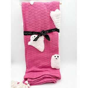 Rachel Zoe Ghost Throw Blanket Decorative Halloween Tassel‎ Pink 50"x60"